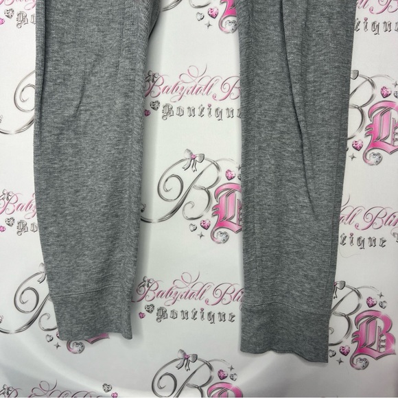 Victoria secret pink thermal waffle jogger sweat pants grey black pink logo bum - Picture 6 of 10